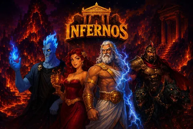 Hádés, Persefona, Zeus a Kerberos před branami Infernos